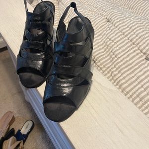 Black , 3 inch heel, strappy sandals